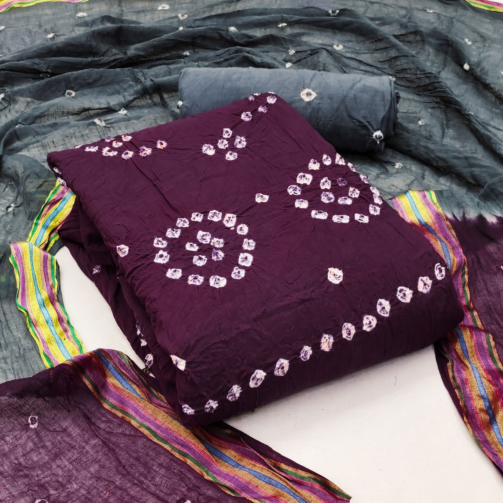 Kgm Heavy Bandhani Printed Cotton Dress Material Catalog